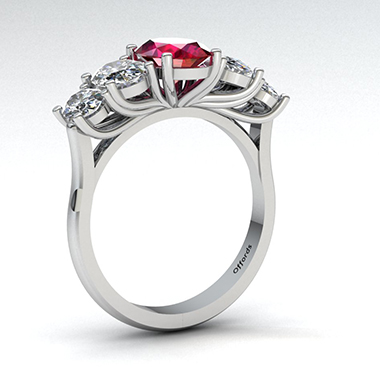 Ruby and diamond 5 stone ring
