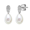 Offord & Sons | 18ct Pearl and diamond drop earrings
