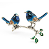 Offord & Sons | Saturno Silver Enamelled Blue Birds on branch