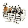 Saturno enamelled cats in a barrel