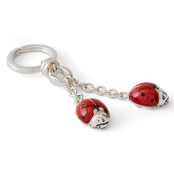 Offord & Sons | Saturno Silver Enamelled Ladybirds Key Ring