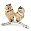 Offord & Sons | Saturno Silver Enamelled Owls on a branch
