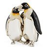 Offord & Sons | Saturno Silver Enamelled Loving Penguins Embracing