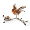 Offord & Sons | Saturno Silver Enamelled Robin and Fledgling on Branch ST869