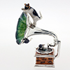 Offord & Sons | Saturno silver enamelled Gramophone with cat and mice